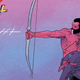 Sir Krylos the Bold hunting with a bow and arrow.